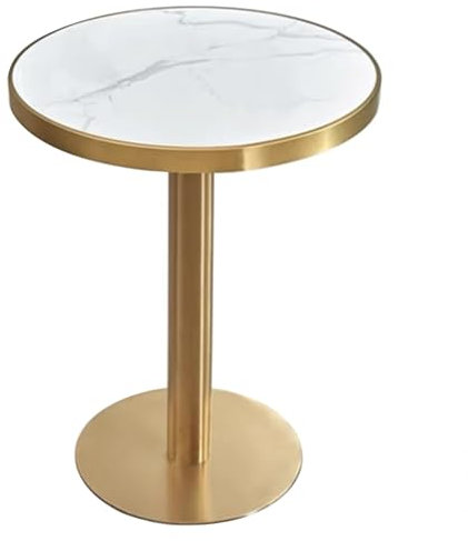 DMCHENGMA Bartisch, rund, mit Marmorplatte, rund, Bistrotische, hoher Cocktail-Couchtisch mit goldenem Sockel für Zuhause, Küche, Frühstück, Esszimmer, Kneipe, Büro(Size:55x95cm)
