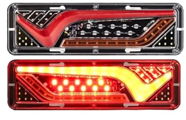Feux Arrière 2 Pièces 12V/24V Voitures Remorques Camions Feux Arrière Feu Arrière LED Pour Voiture Clignotants Marche Feux Arrière Camion Bus Pièces Feux Arrière Voiture Feu Arrière(12V-24V 30cm)