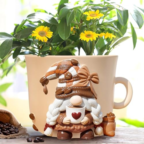 GUGUGO Kaffeetassen-Zwerg-Pflanztöpfe, niedliche, einzigartige Blumentöpfe für Zimmerpflanzen, flippige kleine Pflanzgefäße mit Drainagelöchern, eklektische Heimdekoration, ästhetisch, lustiger