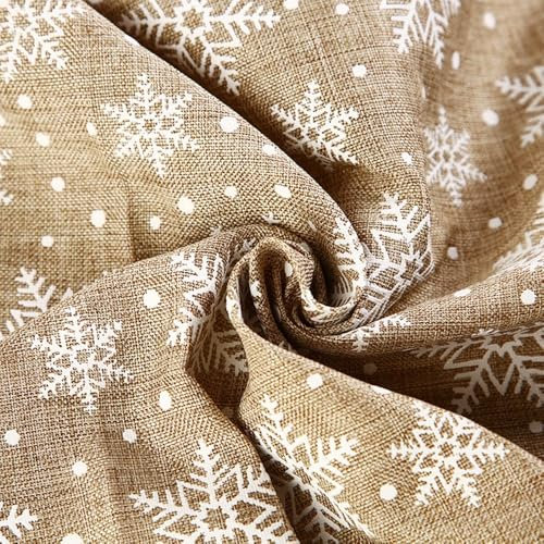 LUMoony Jacquard Dekostoff 1Yards Stoff Meterware Schneeflocken Jutestoff Weihnachtsstoff Weihnachtlich Deko Für Taschen Tischdecken Tischläufer Tischbänder, Kissenbezüge Deko Vintage