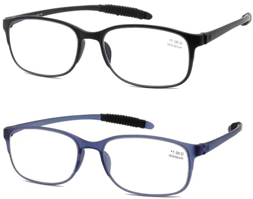 IEYELUUK Lesebrille mit Blaulichtfilter Ohne Gelbstich (2er pack) mit Etui, Komfortable Flexibel Leicht