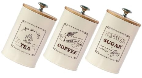 BEBEMOKO Lot de 3 boîtes de rangement vintage hermétiques en métal pour thé, café et bonbons avec couvercles de capacité