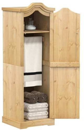 Gecheer Kleiderschrank Garderobenschrank Schlafzimmerschrank Dielenschrank Wohnzimmerschrank Lagerschrank Kleiderschränke Corona 55x52x170 cm Massivholz Kiefer