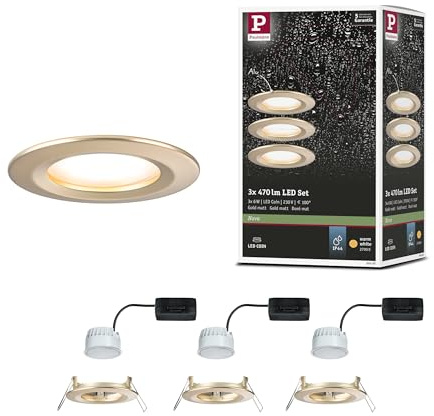 Paulmann 92405 LED Einbauleuchte Nova Coin IP44 rund 78mm Coin 3x6W 3x470lm 230V 2700K Gold matt