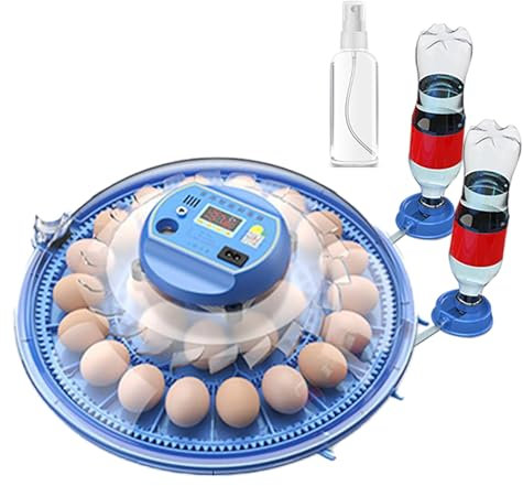 Brutmaschine Vollautomatisch,Brutkasten Hühner,Platz Für 33 Mini-Eier,Mit Automatischer Eierwende- Und Befeuchtungsfunktion,Temperaturregelung,Ei-Licht,Für Wachteleier, Kleine Eier Usw. (Blau)