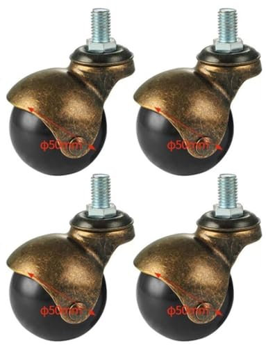 SOKNKSTF 2 Zoll Vintage-Möbelrollen, Schwenkbare Kugelrollen, Antike Kugelrollen, Für Couchtisch, Sofa, Schrank, 4er-Pack, Universal, Mit Gewinde