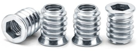 Drenky 40Pcs M4x10mm Zinc Plated Threaded Insert Nuts for Wood Furniture - Flanged Hex Socket Nut, Carbon Steel Threaded Inserts with Hex Drive Head for Wood Furniture, Silver