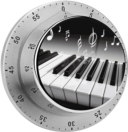 Piano Music Symbol Kitchen Timers, Manual 60 Minute Wind Up Timer Clock with Loud Alarm, Magnetic Backing, Mechanical Kitchen Timers, No Batteries Required, Countdown Timer for Cooking Baking