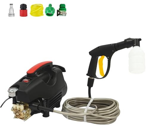 WUCIOA Idropulitrice elettrica a induzione per Auto, idropulitrice ad Alta Pressione da 3000 W con Accessori, autoadescante, Tipo di Acqua Regolabile, Portata d'Acqua di 16 l/min(10m)