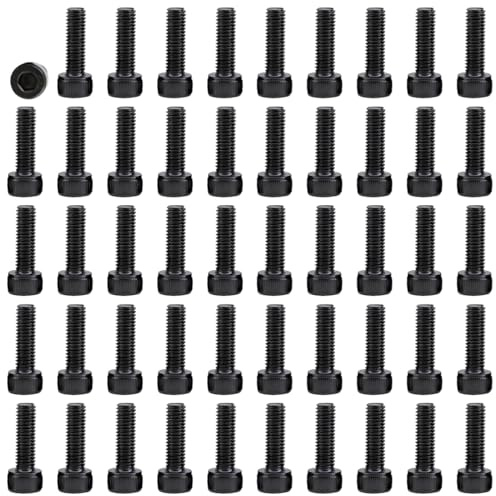 VJUYSW 50-teiliges Sechskant-Set m3 schrauben, M3 x 10 mm sechskantschrauben, Maschinenschrauben, Halbgewindeschrauben, geeignet für Metallkonstruktionen und Automobilanwendungen (schwarz).
