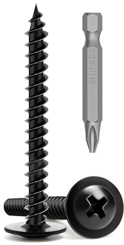 Boltmax 100 Stück M4x30mm Holzschrauben, Tellerkopfschrauben mit PH-Antrieb Bit, Blechschrauben Kohlenstoffstahl 8.8, Schwarze Schrauben für Akustikpaneele, Spanplatten und Holz