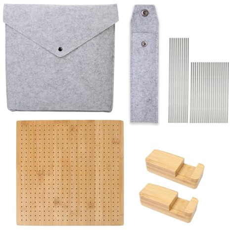 Thewasc Tableros De Bloqueo Madera Tablero Ganchillo Accesorios Llave Cuadrada Regalo con Alfileres Cuadrado para Tejer