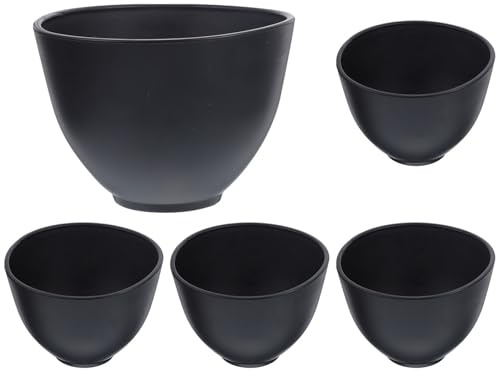 FONDOTIN Cuencos de Silicona para Mezcla DIY 5 Piezas para Mascarillas Faciales Tazones Cómodos y Anticaídas en Spa y Salón