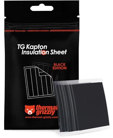 Thermal Grizzly Kapton Black feuille isolante 10x60 mm | Black Edition, isolation électrique, 260 °C, film polyimide, 10x60 mm, pour métal liquide