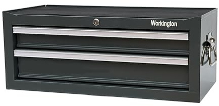 Workington Industrial 2 Drawers Portable Metal Intermediate Box, 26 Middle Tool Chest Cabinet with Ball Bearing Drawer Slides, Steel Tool Storage Box Organizer 4008 Gray