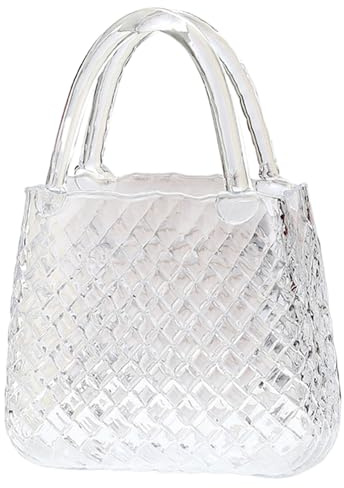 Whyzsjnclg Glass Purse Vase, Glass Purse Vase Clear for Flowers 11.4x8.1x3.5'' Handbag Decorative Flower for Centerpieces Wedding Table Decorations, Flower for Daily Use
