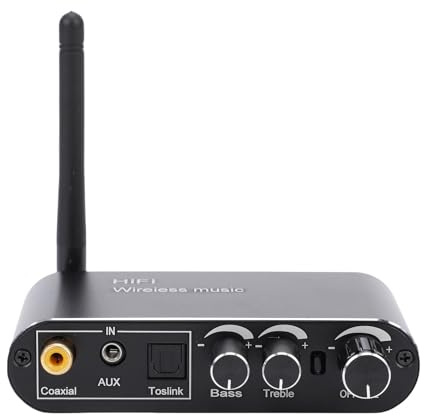 Sxhlseller Convertidor de Audio Digital a Analógico Receptor Bluetooth 5.1, Adaptador óptico Coaxial USB a AUX para TV Estéreo Doméstica, Control Remoto, 20 M de Largo Alcance - Aleación