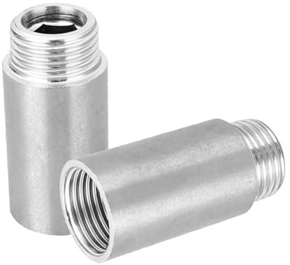 2 Stück Edelstahl Hahnverlängerung 1/2 Zoll x 40 mm, 1/2 IG x 1/2 AG | DN15 Gewinde Verlängerung, 40MM Gewindefitting für Wasserhähne Eckventile Duschköpfe Trinkwasser & Heizung