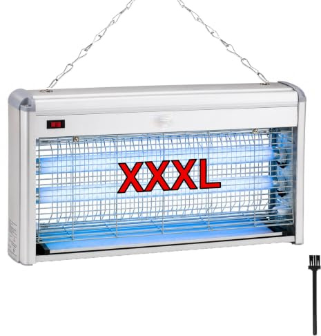SOLEILUX Lampada Insetticida XXXL Antizanzare Elettrico 40w (2x20w), Zanzariera Elettrica contro Insetti, Zanzare e Mosche - Con catena e spazzolina per pulizia