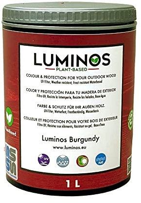 Luminos LUM1112 - BURGUNDY - Lasure Biobased pour bois extérieur à l'eau - Vin Burgundy 1L