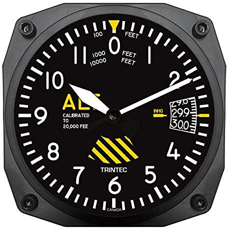 Trintec 30 th Anniversary 6.5 Aviation Altimeter Instrument Style Wall Clock 3060SE