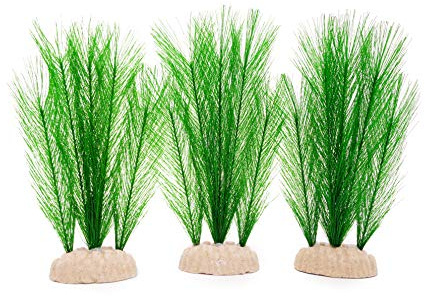 BEGONDIS 3Pcs Aquarium Decorations Fish Tank Artificial Green Water Plants Made of Silk Fabrics Plastic
