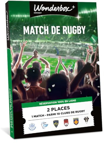 WONDERBOX Connect - Coffret Cadeau - 100% Rugby – Match en Duo - 2 Places pour 1 Match au Choix - Parmi 15 Clubs de Rugby - Validité 27 Mois | 2 places pour 1 match au choix - Parmi 15 clubs de rugby - Validité 27 mois