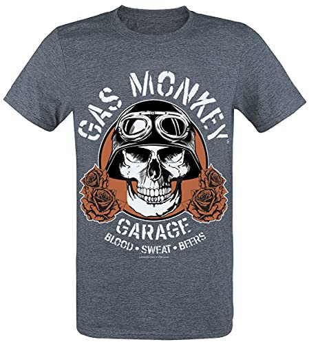 Gas Monkey Garage Skull Männer T-Shirt dunkelgrau meliert XXL