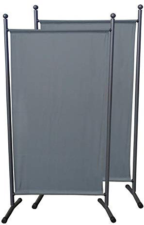 QUICK STAR 2 Stück Paravent 180 x 78 cm Stoff Raumteiler Klein Garten Stellwand Trennwand Balkon Sichtschutz Grau