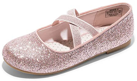 DREAM PAIRS Girl's Ballet Flats Mary Jane Strap Flat Shoes Princess Ballerina,Size 28,Rosa,ANGIE-2