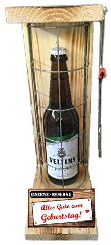 Veltins Pilsener - Biergeschenke für Männer lustig Geburtstag Eiserne Reserve Gitter Text rot: Alles Gute zum. Geburtstag Bier (1 x 0.5 l)