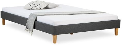 Homestyle4u, Futonbett 140x200 mit Lattenrost Grau Bettrahmen Bettgestell Polsterbett Doppelbett Jugendbett Bett Grau