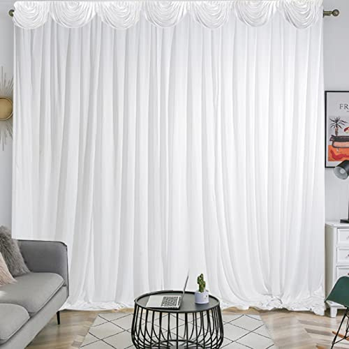 Trintion Photography Curtains - 3x3m (10x10ft) Detachable Smooth Ice Silk Pleated Backdrop for Stage, Wedding, Party, Birthday