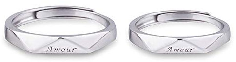 Gualiy Paarringe Für Sie Und Ihn Verstellbar, Eheringe Silber,4MM/3MM Graviert Amour Ring für Herren Damen, Silber