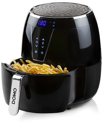 DOMO DO532FR Friteuse à air chaud XL – Protection contre la surchauffe – Parois froides – Airfryer avec écran – 4 L – 1500 W – Noir