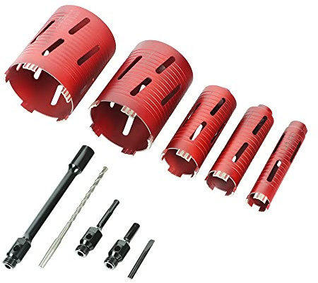 TIMCO Premium Dry Diamond Core Drill Kit - 5pcs - Selection of 5 premium grade diamond core drills for fast drilling into masonry, bricks and blocks