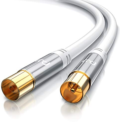 CSL - 15m Antennenkabel 8k 4k HDTV 135Db 75 Ohm - Premium Koaxialkabel - Full HD 4K UHD - Koax Stecker Koax Kupplung - DVB-T und DVB-T2 DVB-C DVB-S DVB-S2 Radio UKW DAB