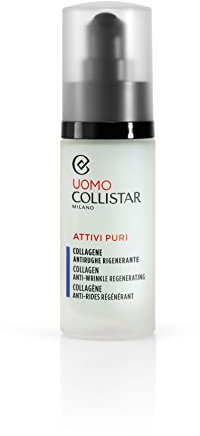 Collistar Attivi Puri Uomo Collagene Anti- rughe Rigenerante, Siero ricompattante idratante elasticizzante, Uso quotidiano, Anche dopo la rasatura, Ideale anche per pelli sensibili, 30 ml
