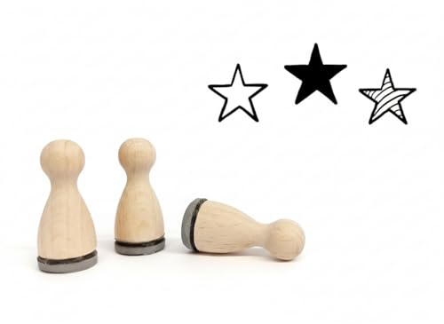 Ministempelset Sterne gezeichnet | 3 Stempel mit 12mm Durchmesser | Dekorieren und Verzieren