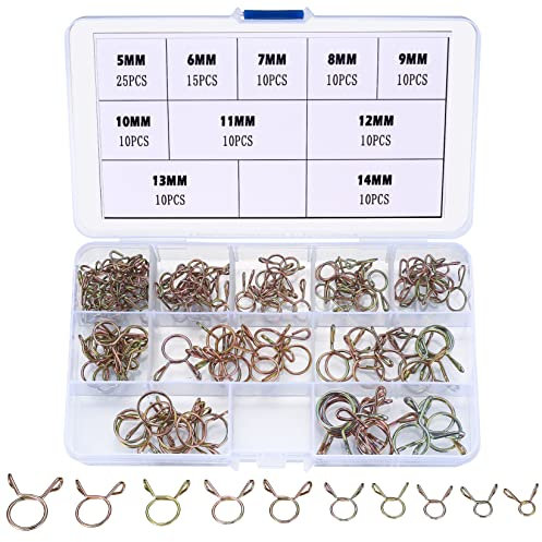 120 Pezzi Morsetti a Molla, Carburante Morsetto a Molla, Morsetti per Tubazioni, Fascette Metalliche Stringitubo per Tubi Primavera Clips