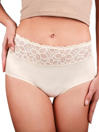 Deluxe Organic, Periodenunterschwäche Damen, Periodenslips, Periodenslip | Ersetzt bis zu 2,5 Tamponwechsel, leichte bis mittelstarke Tage, mit Spitze, Bio-Baumwolle, PFAS-frei, Periodenunterwäsche