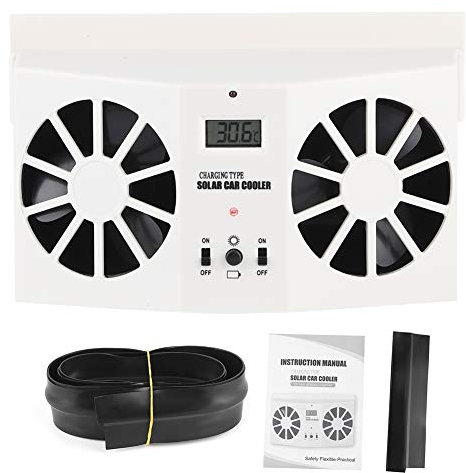 Jadeshay Ventilación de aire del automóvil Ventilador enfriador con energía solar del automóvil Ventilador de aire Radiador de escape Refrigeración Ventilador solar del automóvil Blanco