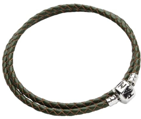 FRER Herren Lederarmband Doppelkreis Lederarmband Minimalistisch Alphabet Armband Lässig Grün Geflochtenes Lederarmband Charm Schmuck Für Damen Herren Geschenk