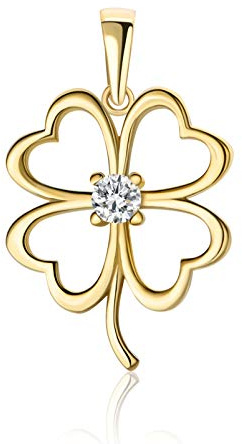 Kleeblatt Glücksbringer Anhänger 9 Karat 375 Gelbgold Mit Zirkonia