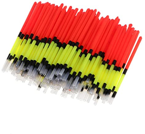 Fenteer 100 Stücke Fischen Schwimmen Vertikale Boje Langen Schwimmt, Rot Gelb
