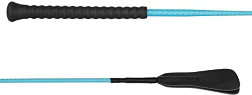 Start Reitgerte Fiberglas – Antirutsch-Griff • Reflex-Nähfaden • PVC-Klappe • Robust & Feuchtigkeitsresistent • Pferd Springgerte Training • 65 cm – Reflex (Neonblau, 65 cm)