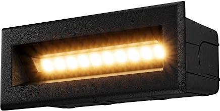 Loft Applique Encastré Murale, Lumières d'escalier, Noir, Métal, Rectangulaire, Module LED avec 3000k, 400lm, 5 W, IP65