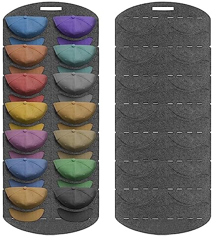 ENLACE Baseball Kappen Halterung, Doppelte Reihe Faltbar Cap Halterung Wand mit 14 Taschen, Baseball Kappenhalter Organizer Aufbewahrung für Baseballmützen, Tür Rückwand Cap Halter