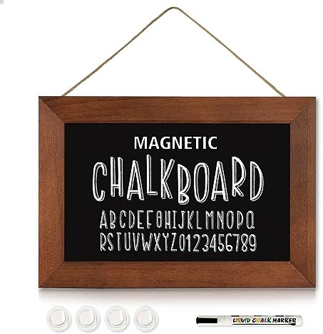 DOLLAR BOSS 20 x 30cm A4 Magnetische Kreidetafel für die Wand, Holzrahmen Vintage-Stil, hängende Kreidetafel, Brown