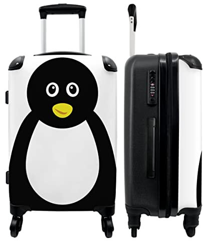 NoBoringSuitcases.com® Koffer groß Trolley Rollkoffer Reisekoffer mit 4 Rollen Fotokoffer - Tierporträt - Pinguin - Kinder - 67x43x25cm - 90 Liter